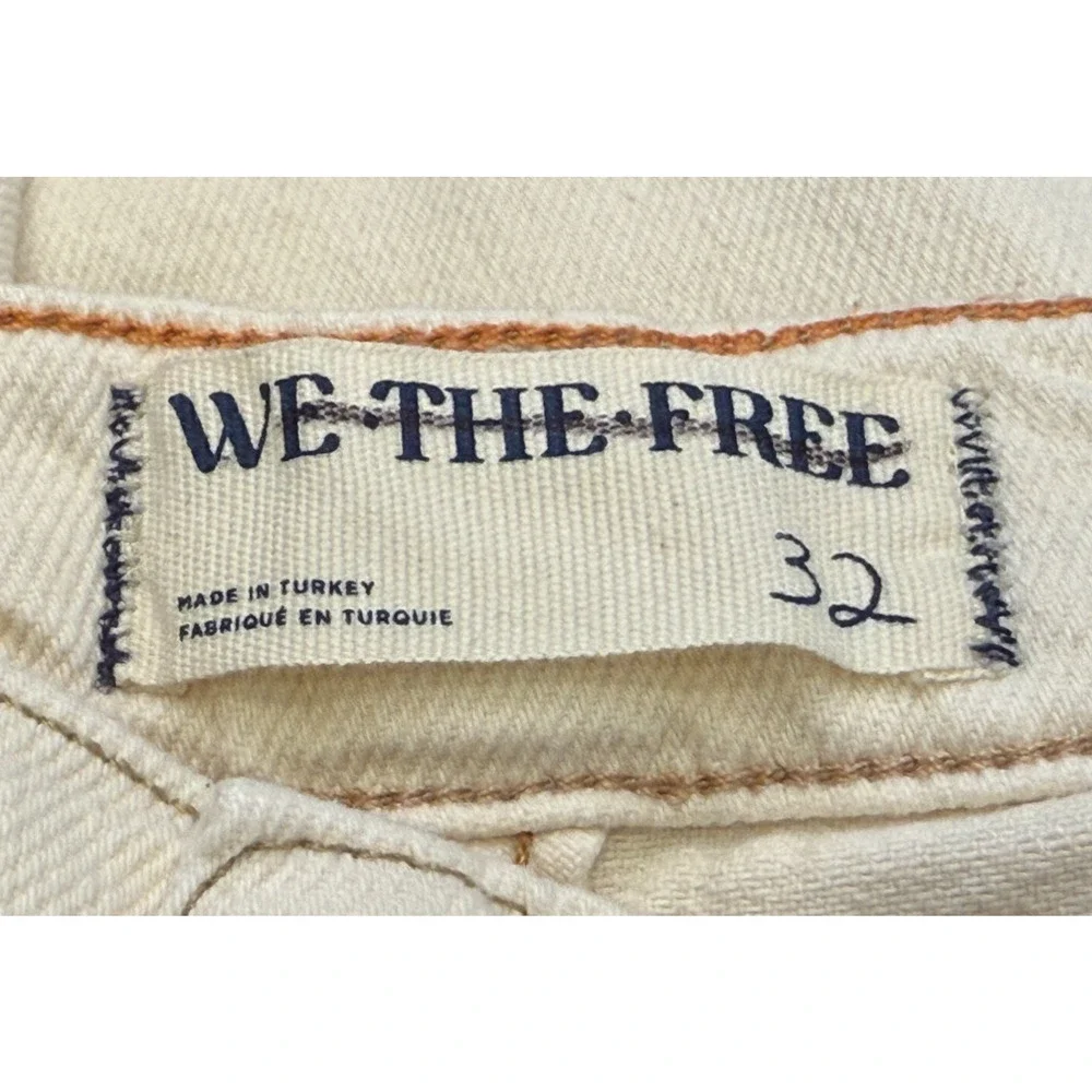NEW FREE PEOPLE WE THE FREE ECRU TINSLEY BAGGY HIGH RISE STRAIGHT LEG JEANS 32
